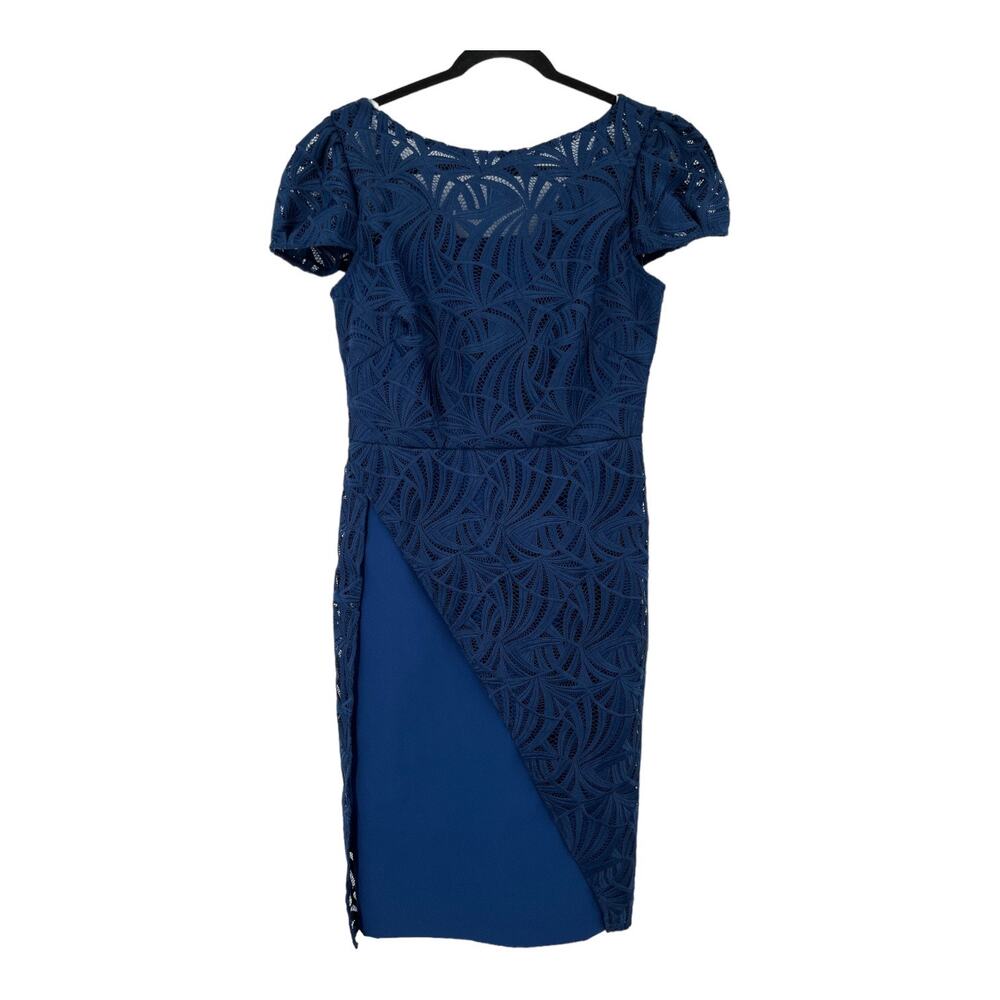 Kay Unger Dress  Zelda Lace mini blue size 10 - Picture 2 of 9